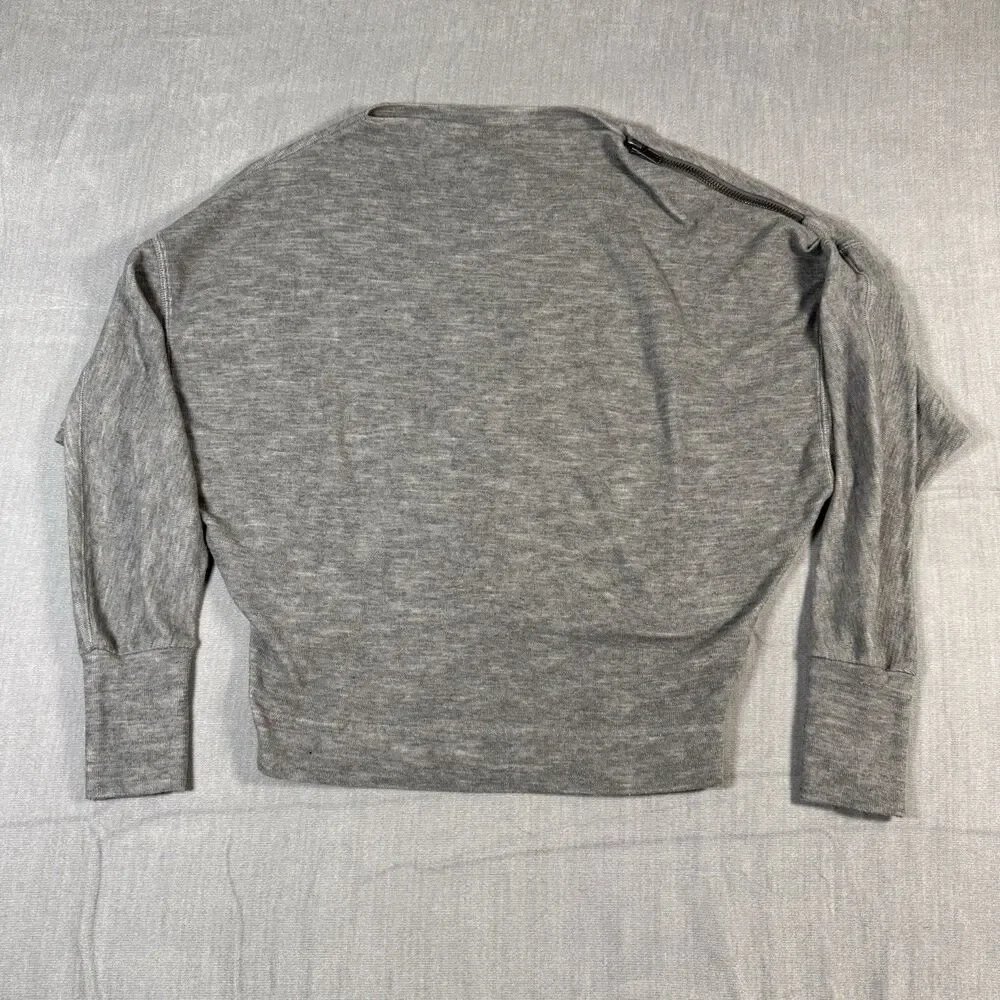 We The Free Free People Nikala Zip Shoulder Sweater Women’s Small Gray Boat Neck